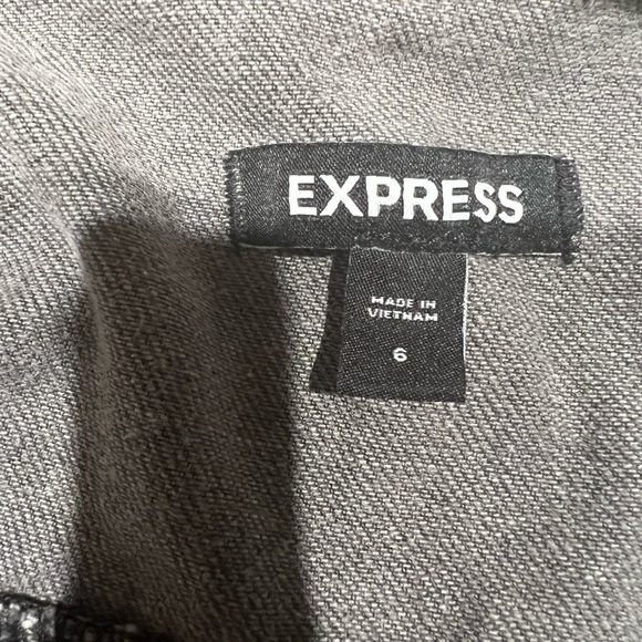 Express Puff Sleeve Tie Waist Gray Wash Denim Jumpsuit 6 - Picture 10 of 16